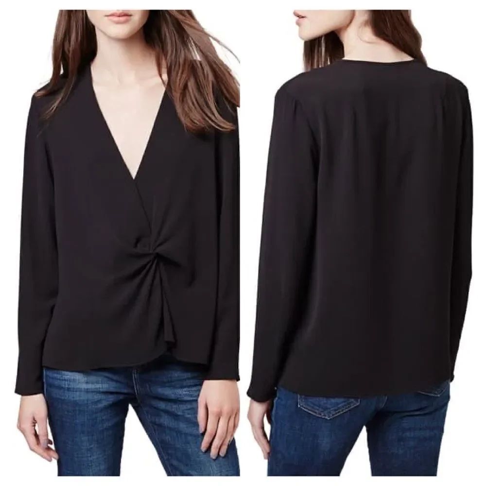 TOPSHOP Black Twist Front Blouse Size 6